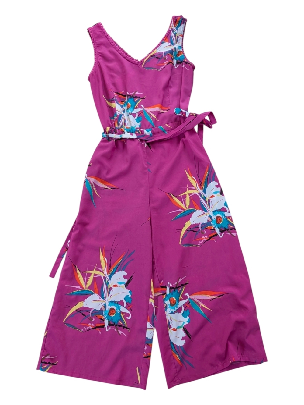 Jasmine & Juliana Purple Tropical Floral Sleeveless Jumpsuit Size 6